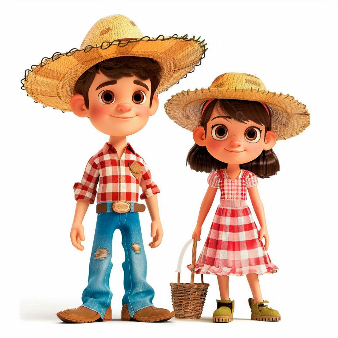 Crianças em trajes caipiras sorrindo