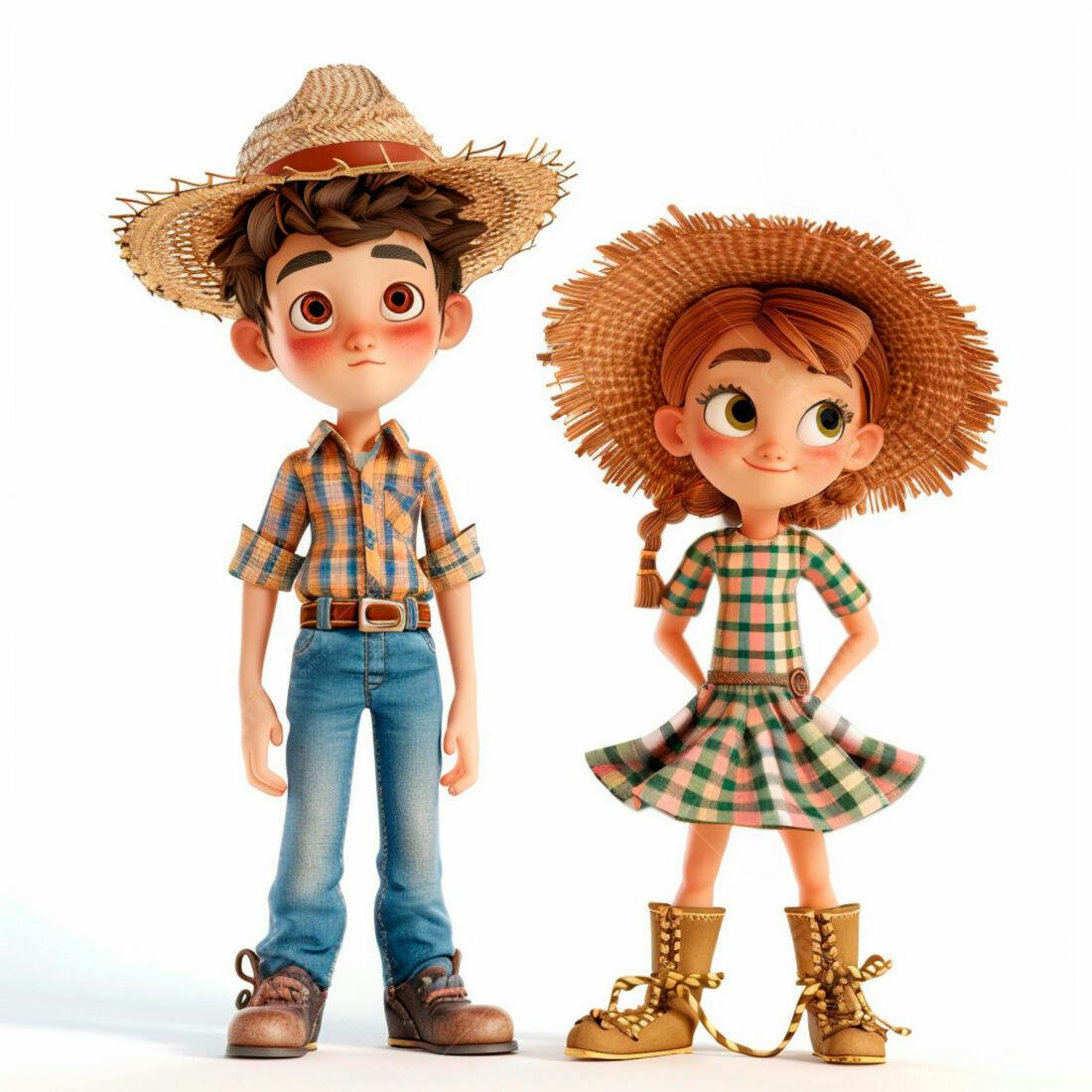 Crianças em trajes caipiras sorrindo