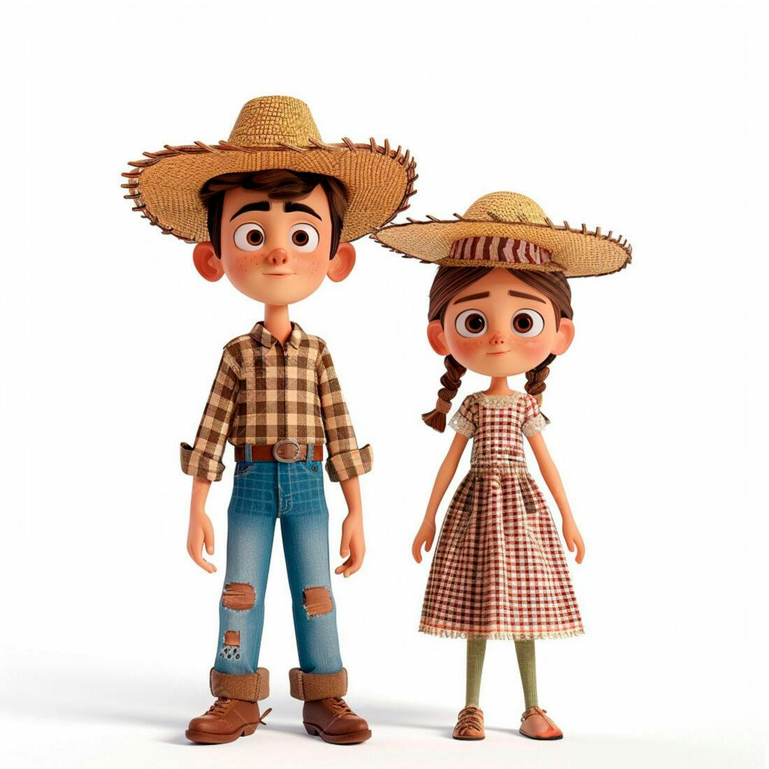Crianças em trajes caipiras sorrindo
