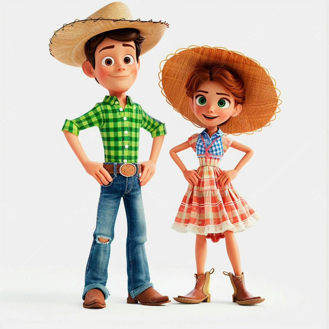 Personagens animados estilo caipira festa junina