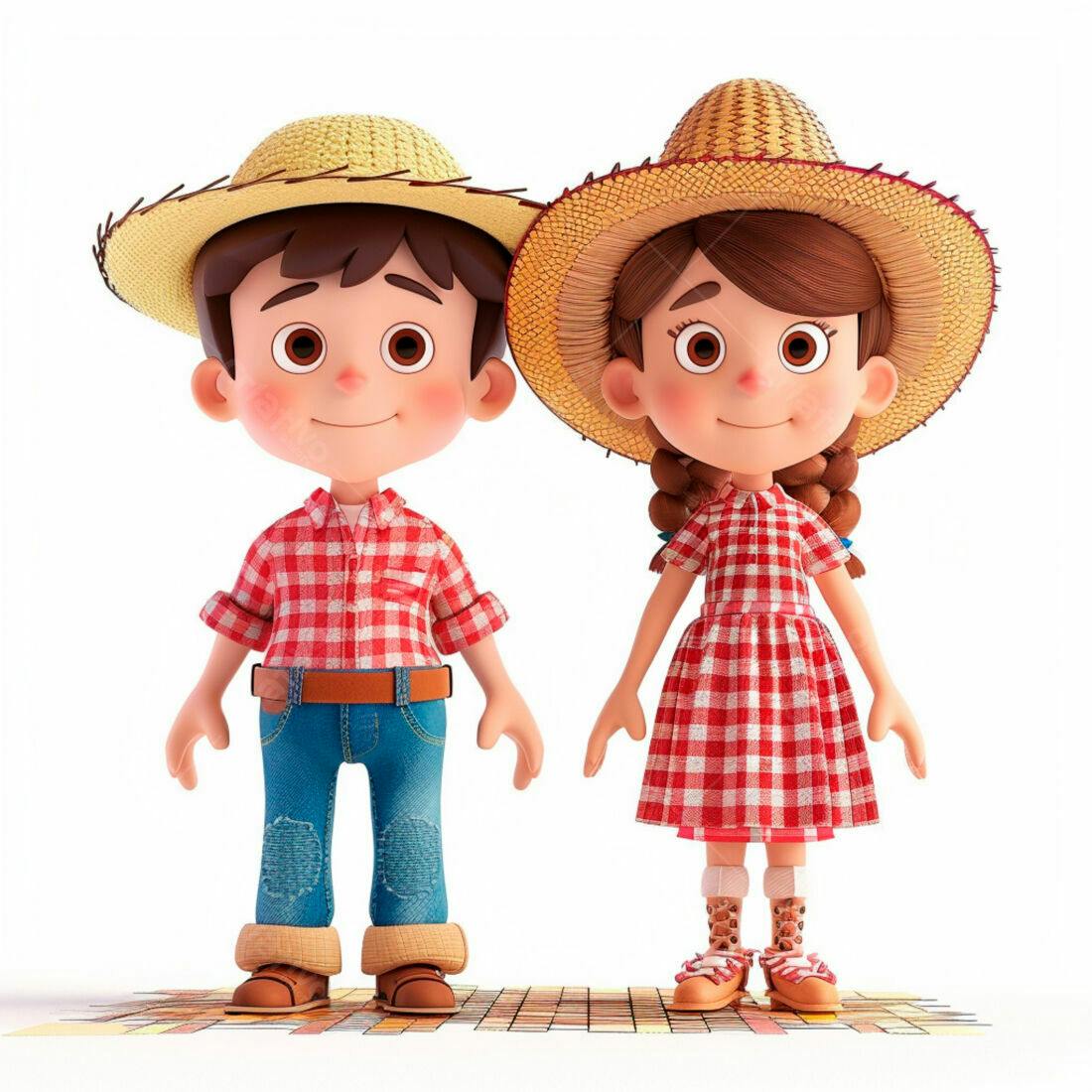 Crianças em trajes caipiras sorrindo