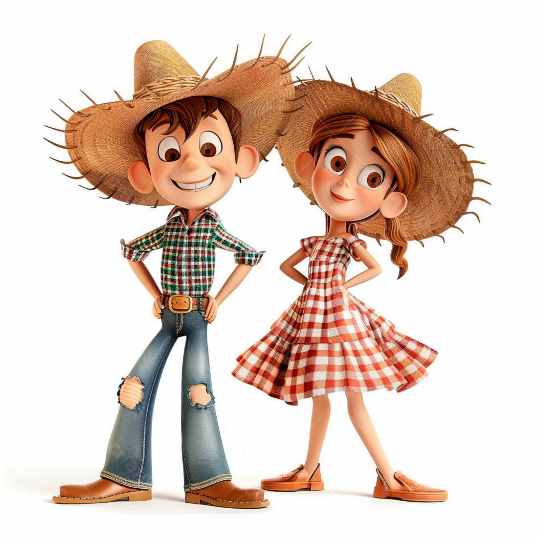 Ilustração Crianças Festa Junina Roupas Típicas