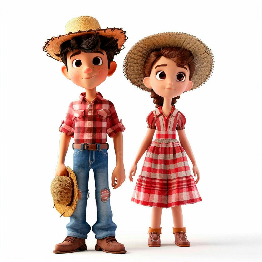 Crianças em trajes caipiras sorrindo