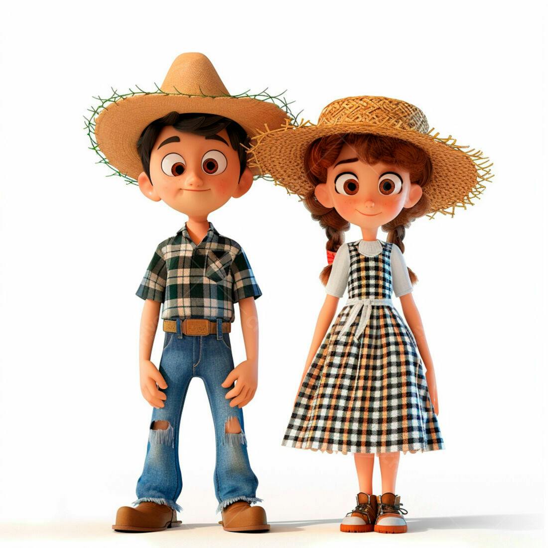 Crianças em trajes de caipira sorrindo