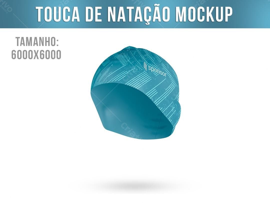 Mockup Touca de Natação Azul com Design Moderno