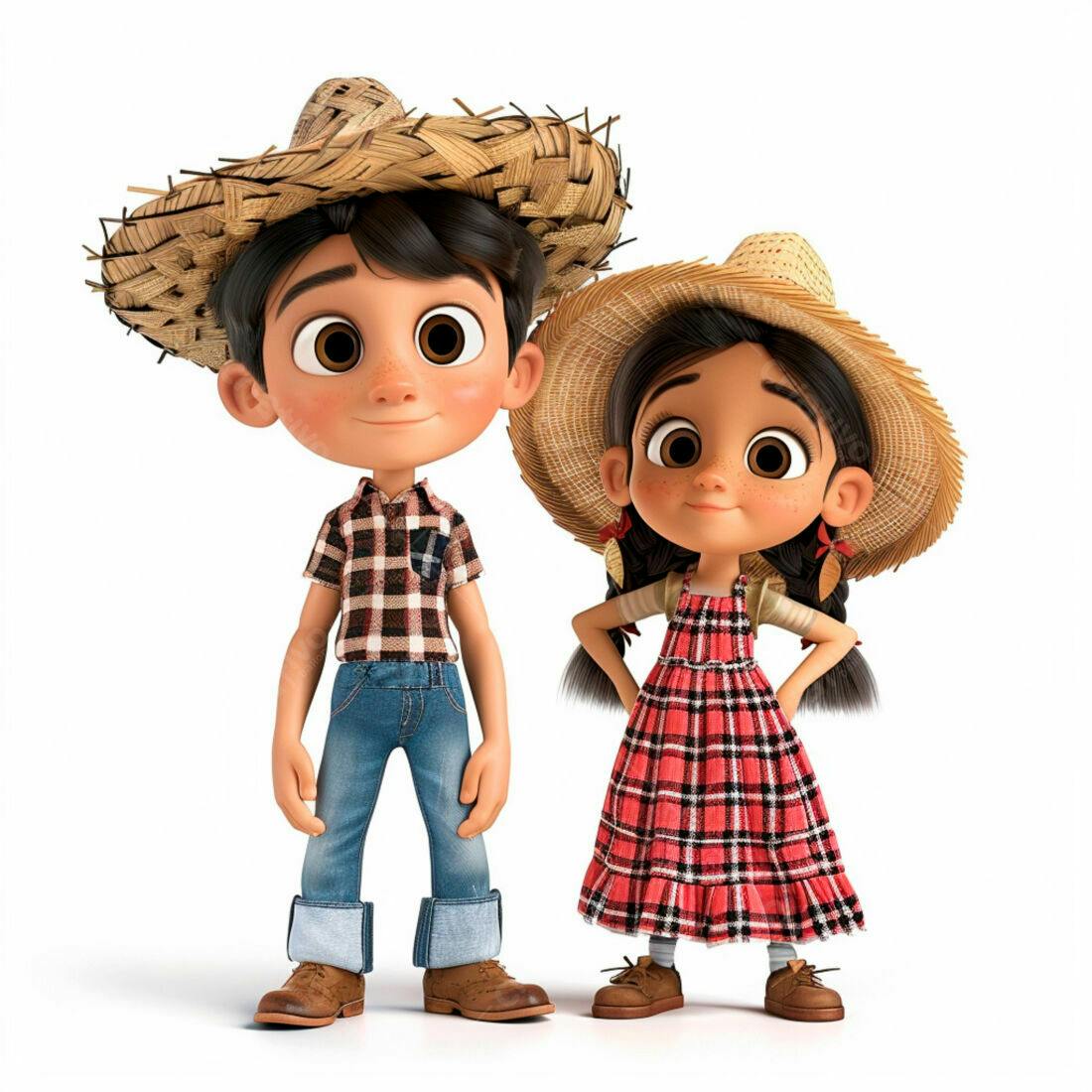 Crianças em trajes juninos sorrindo