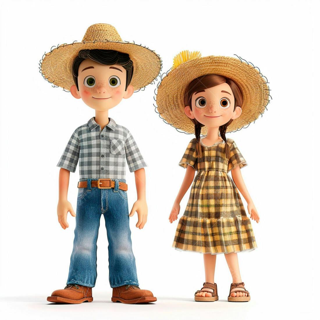 Irmãos agricultores estilo desenho animado