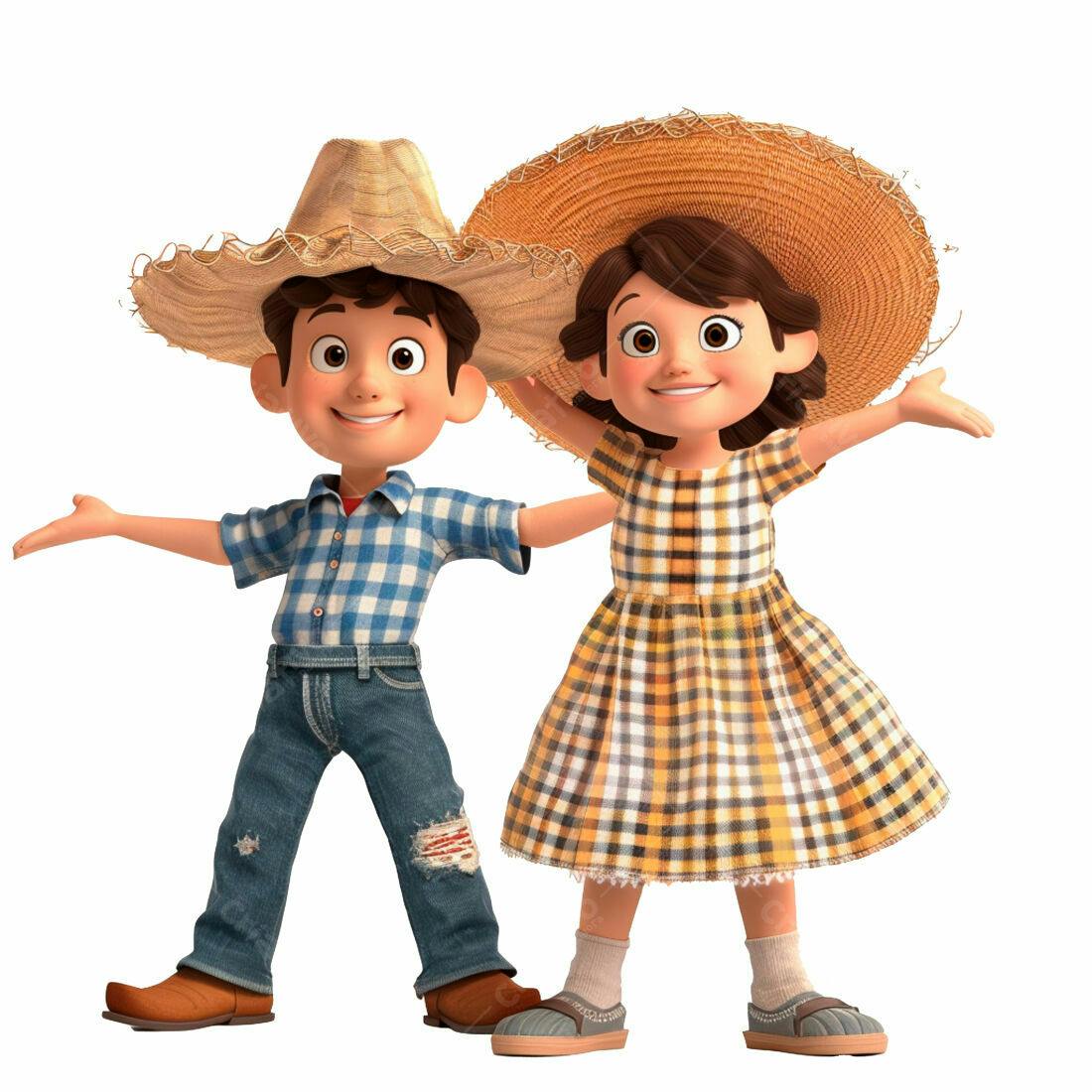 Crianças em trajes típicos festa junina