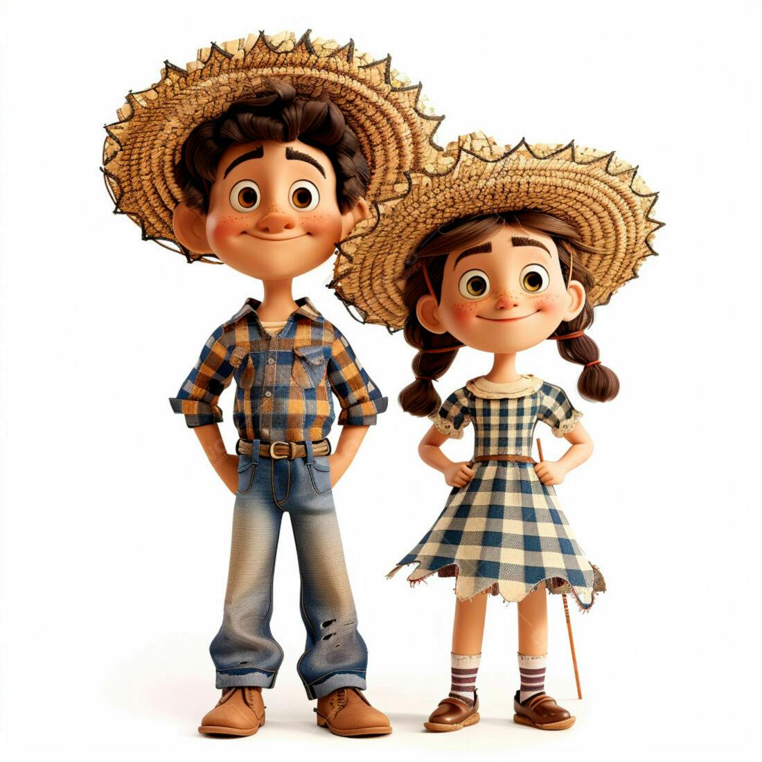Crianças usando roupas de festa junina
