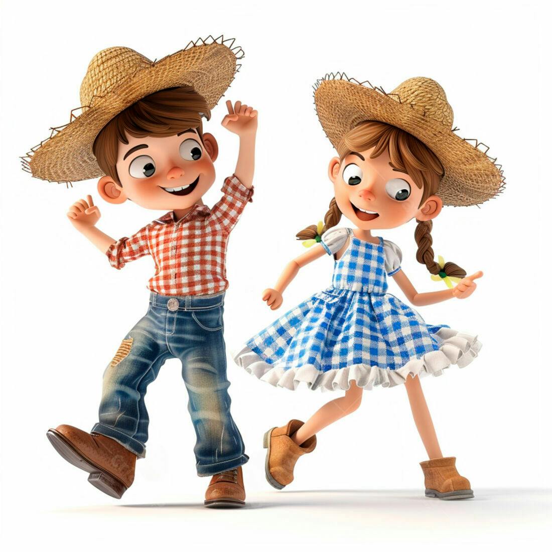 Crianças animadas em trajes de festa junina