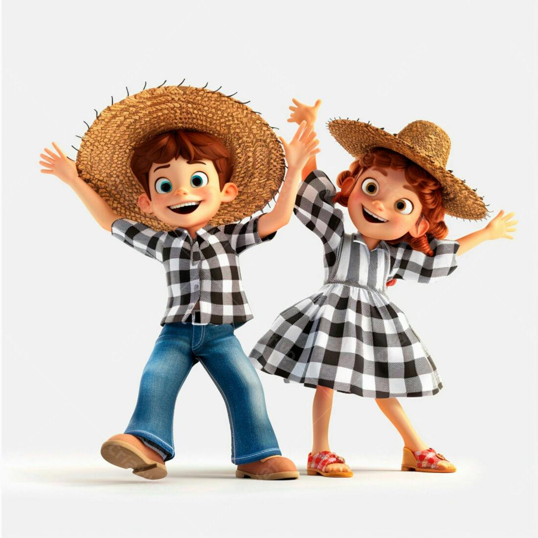 Crianças felizes em trajes de festa junina