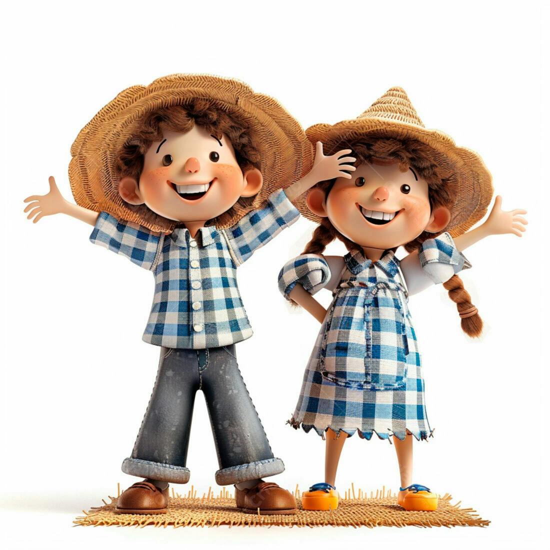 Crianças felizes em trajes de festa junina