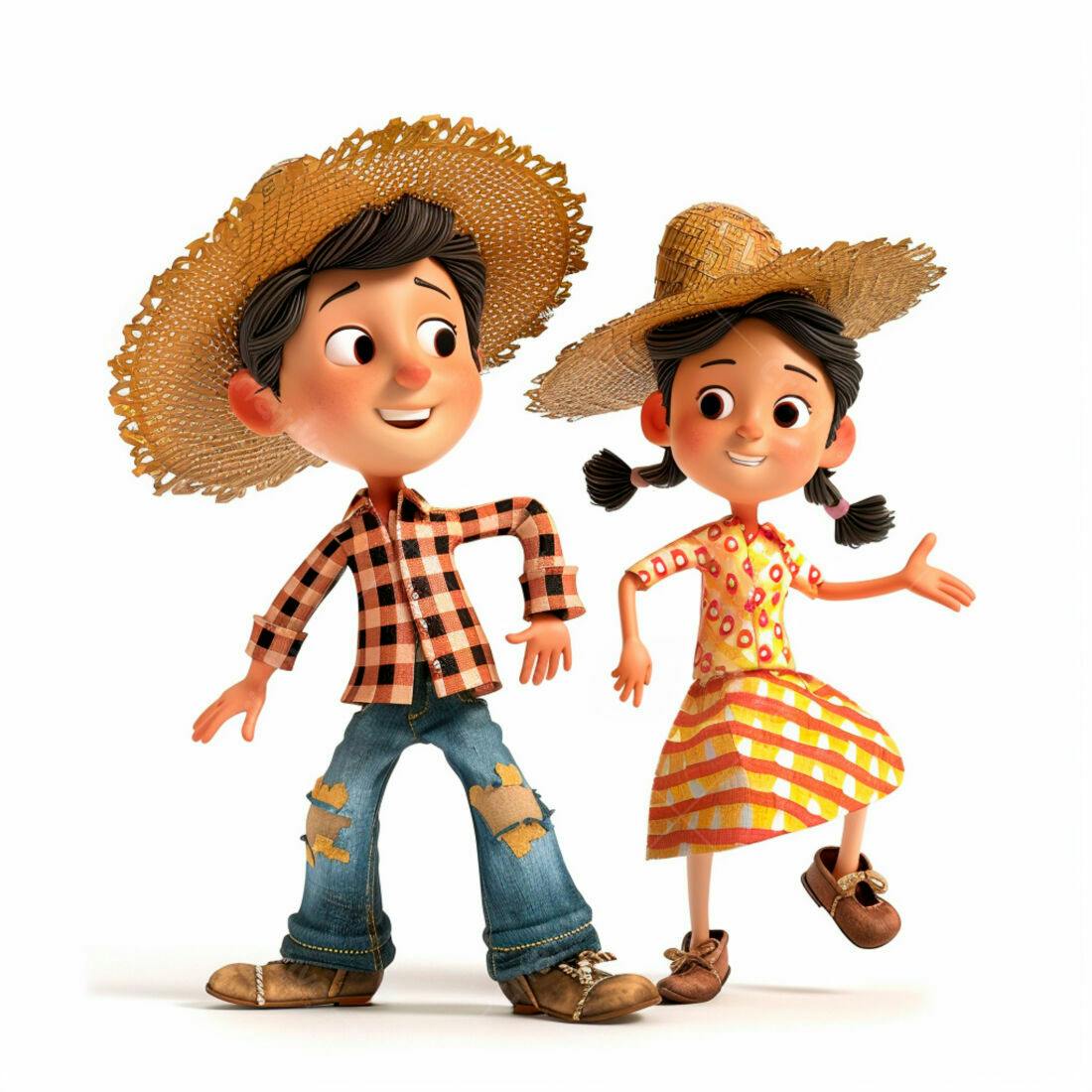 Crianças animadas em trajes de festa junina