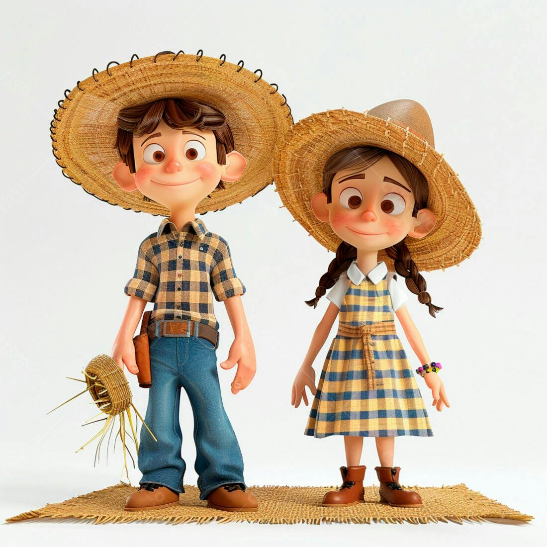 Crianças agricultores em trajes típicos