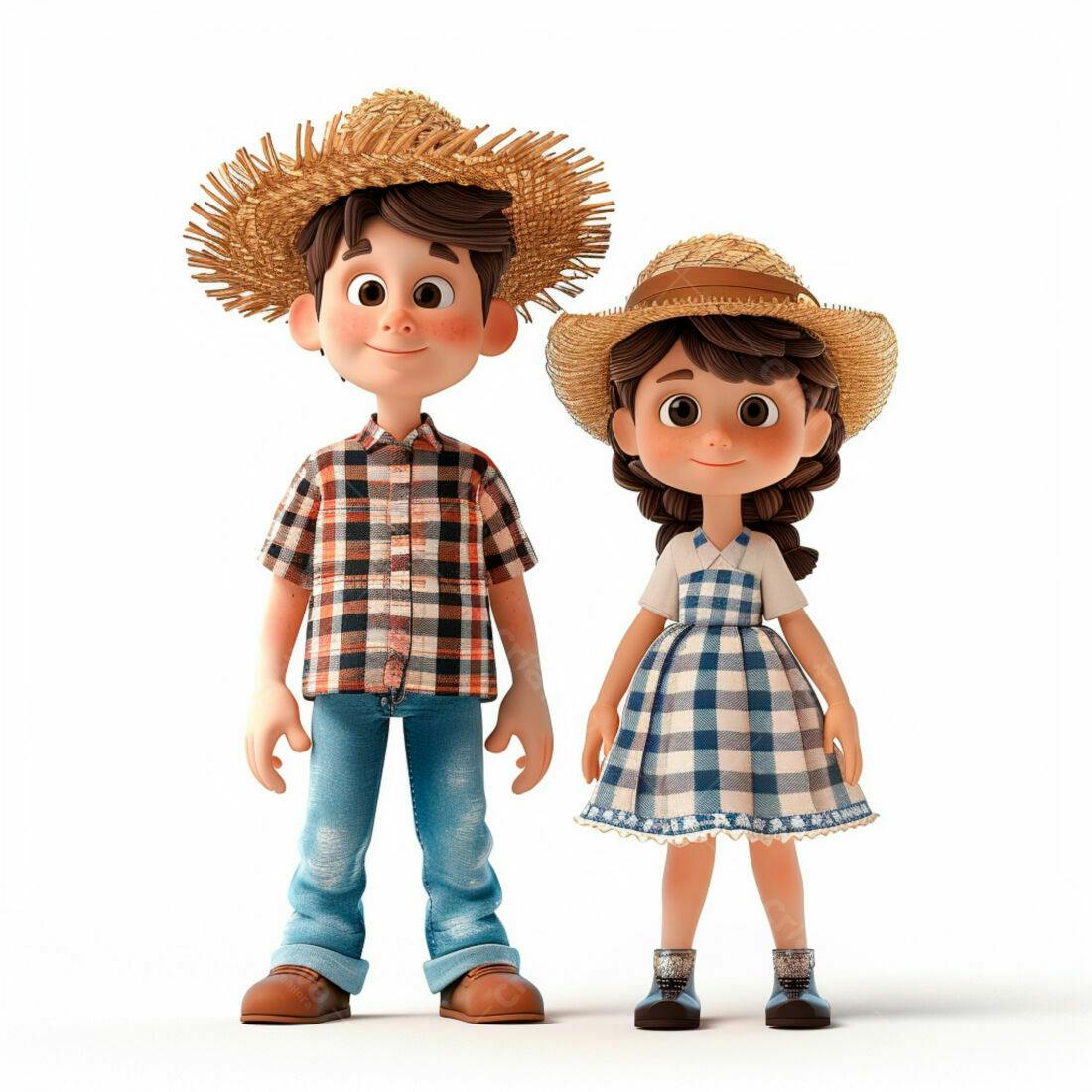 Crianças animadas em trajes caipiras