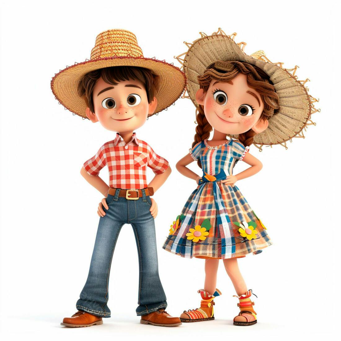 Crianças em trajes juninos sorrindo