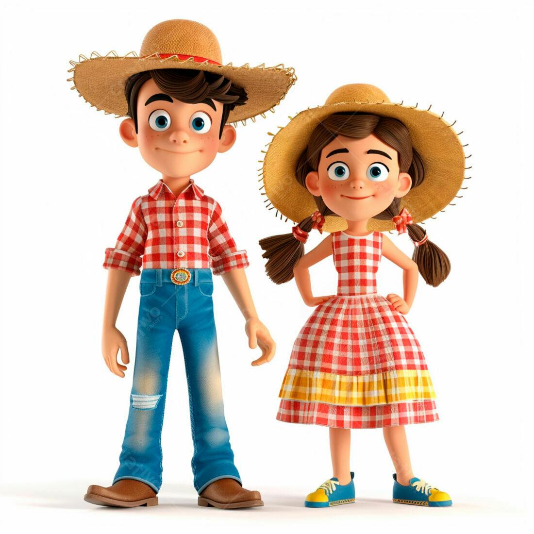 Crianças em trajes juninos sorrindo
