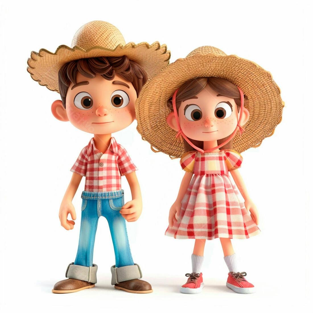 Crianças em trajes caipiras sorrindo