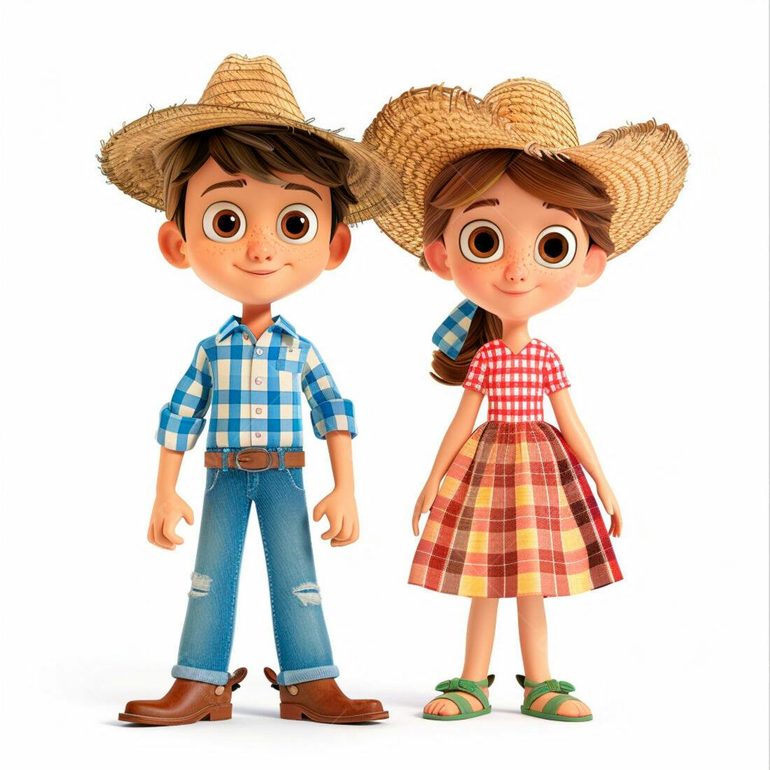 Crianças em trajes caipiras sorrindo