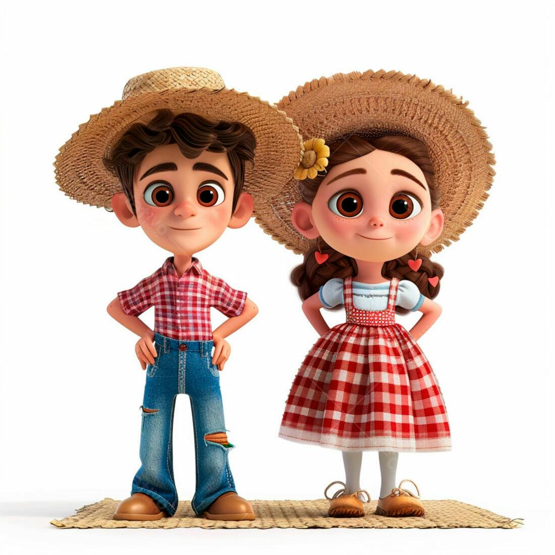 Crianças em trajes juninos sorrindo
