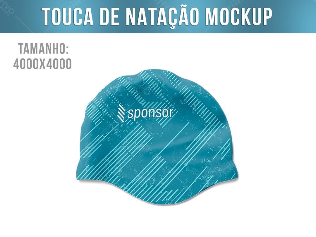 Mockup Touca de Natação Azul com Design Moderno