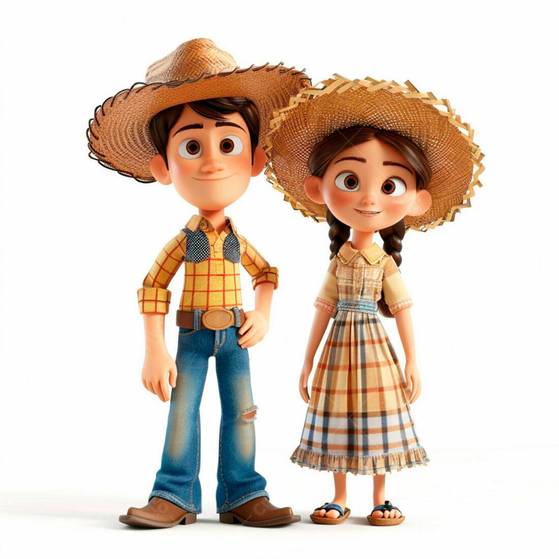 Crianças em trajes caipiras sorrindo