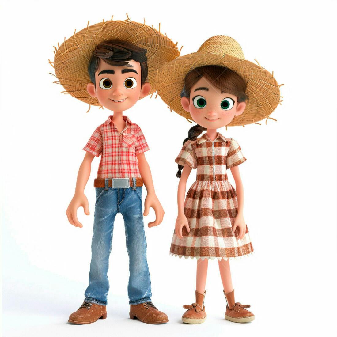 Crianças agricultoras em trajes típicos