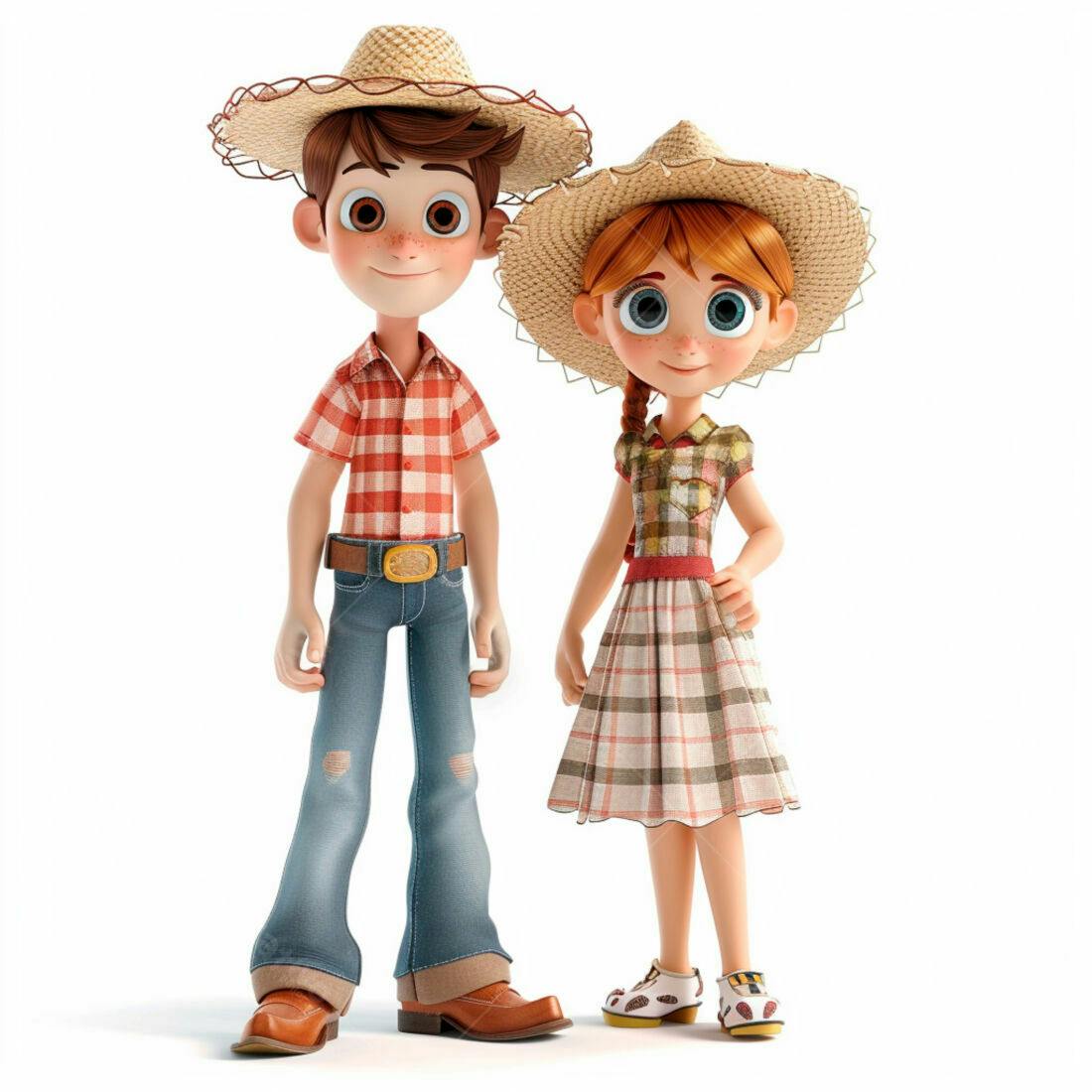 Crianças animadas em trajes caipiras
