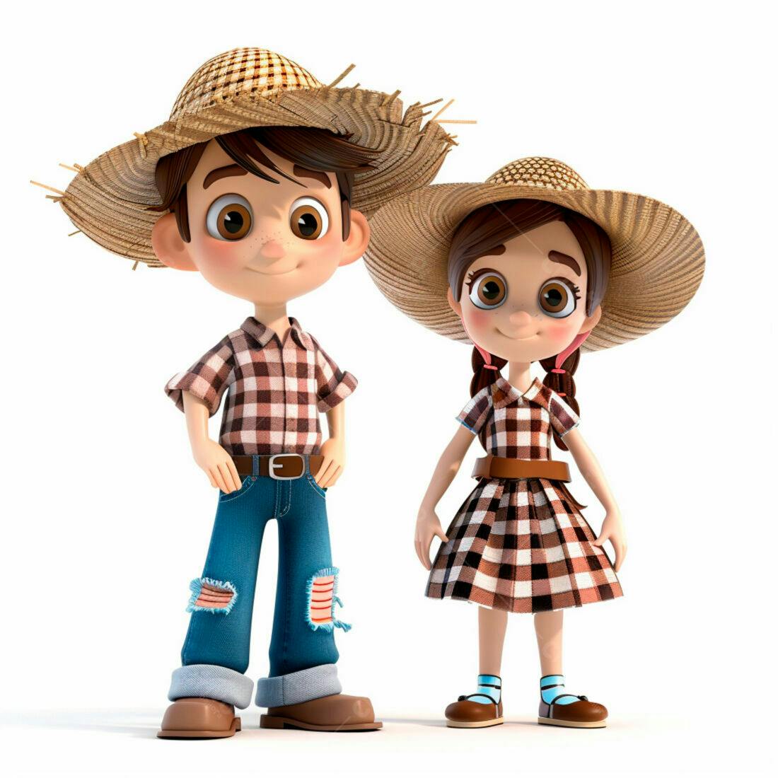Crianças em trajes juninos sorrindo