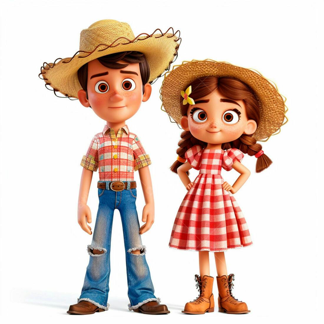 Crianças vestidas como agricultores sorrindo