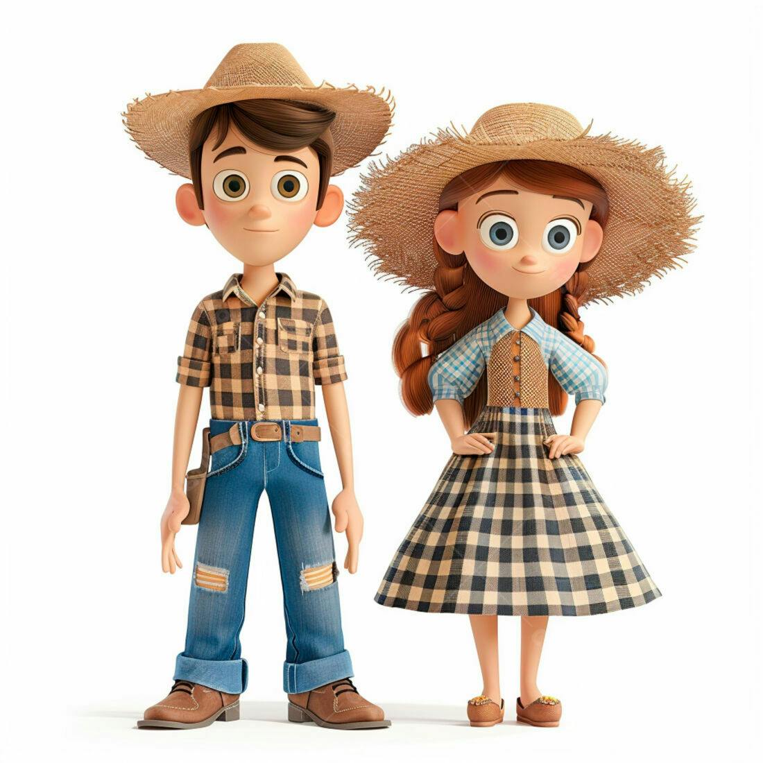 Ilustração de casal de crianças agricultores