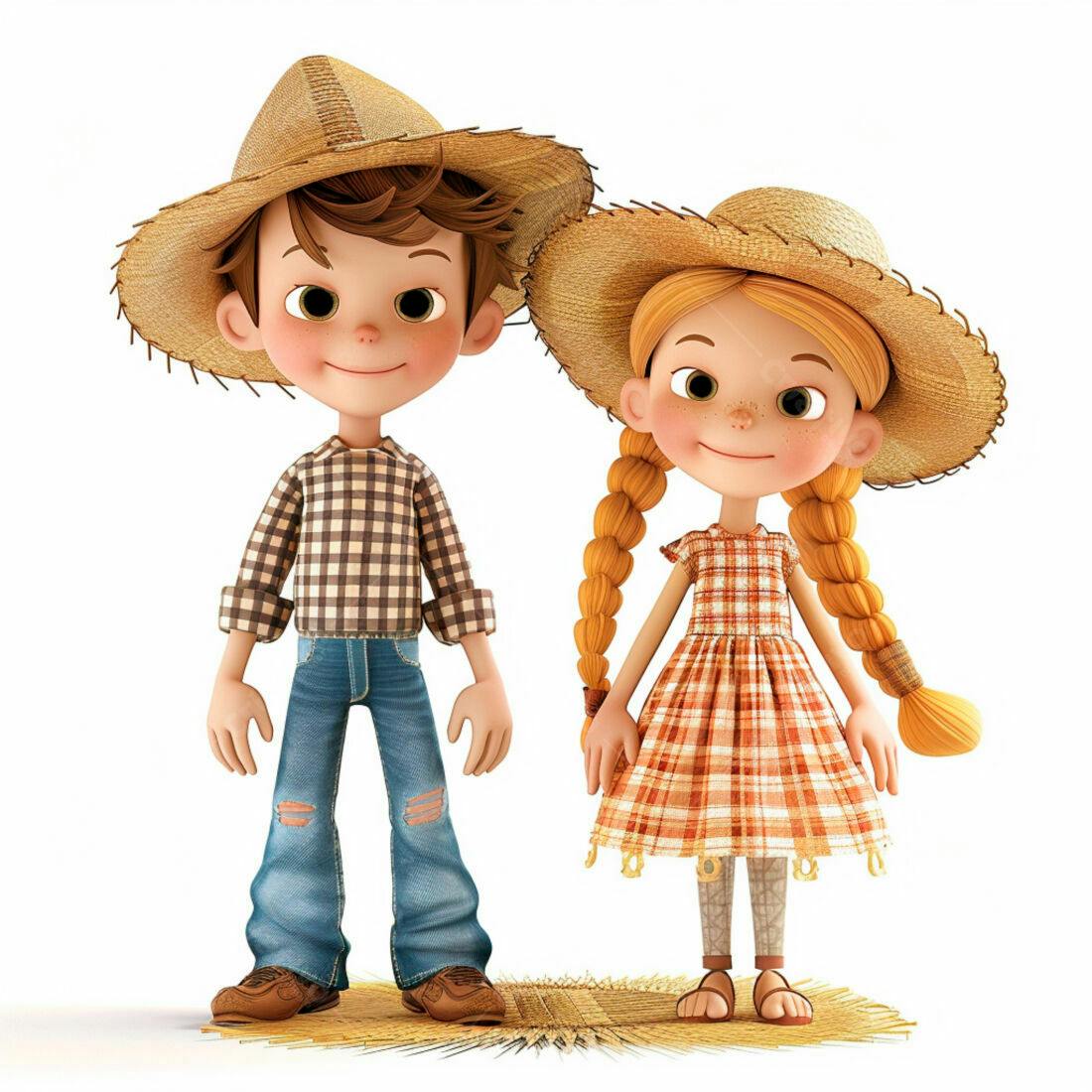 Crianças em trajes caipiras sorrindo