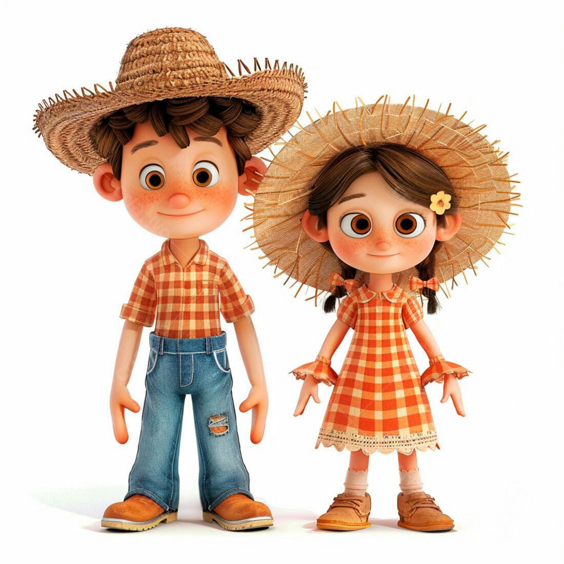 Crianças em trajes caipiras sorrindo