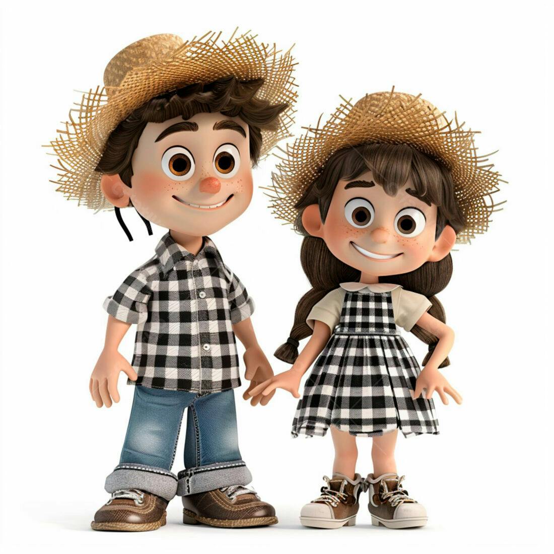 Crianças em trajes caipiras sorrindo