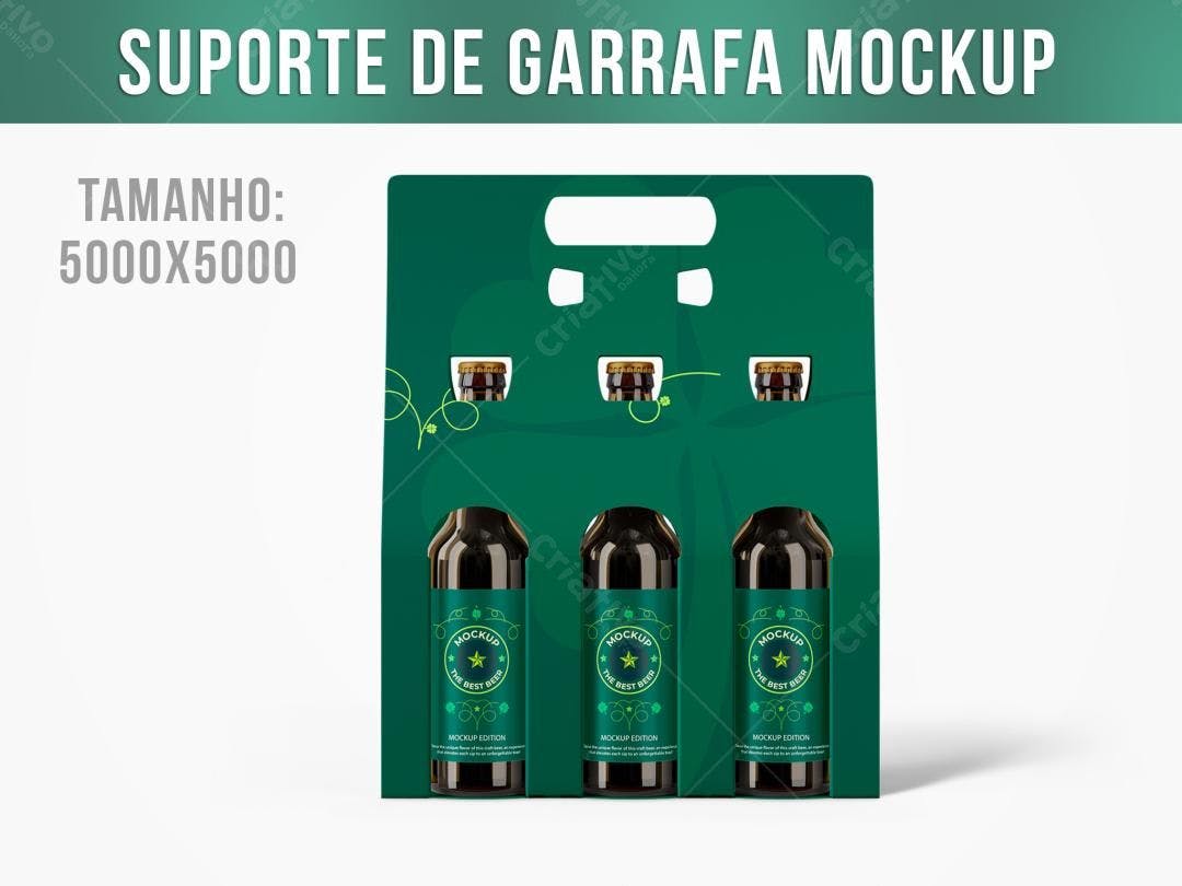 Mockup de Suporte para Garrafas de Cerveja - Verde Escuro