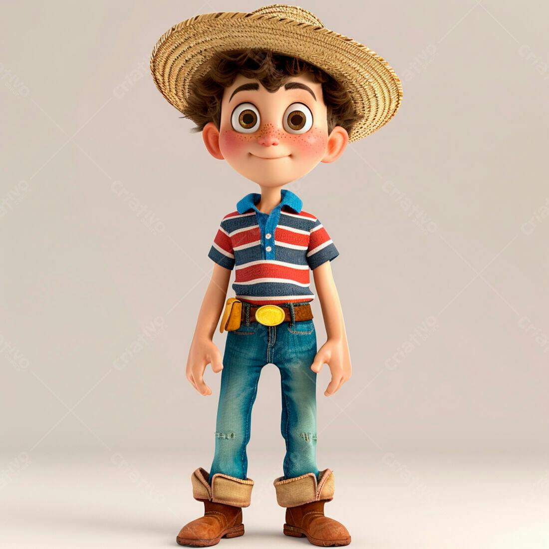 Menino sorridente vestindo roupa de fazendeiro