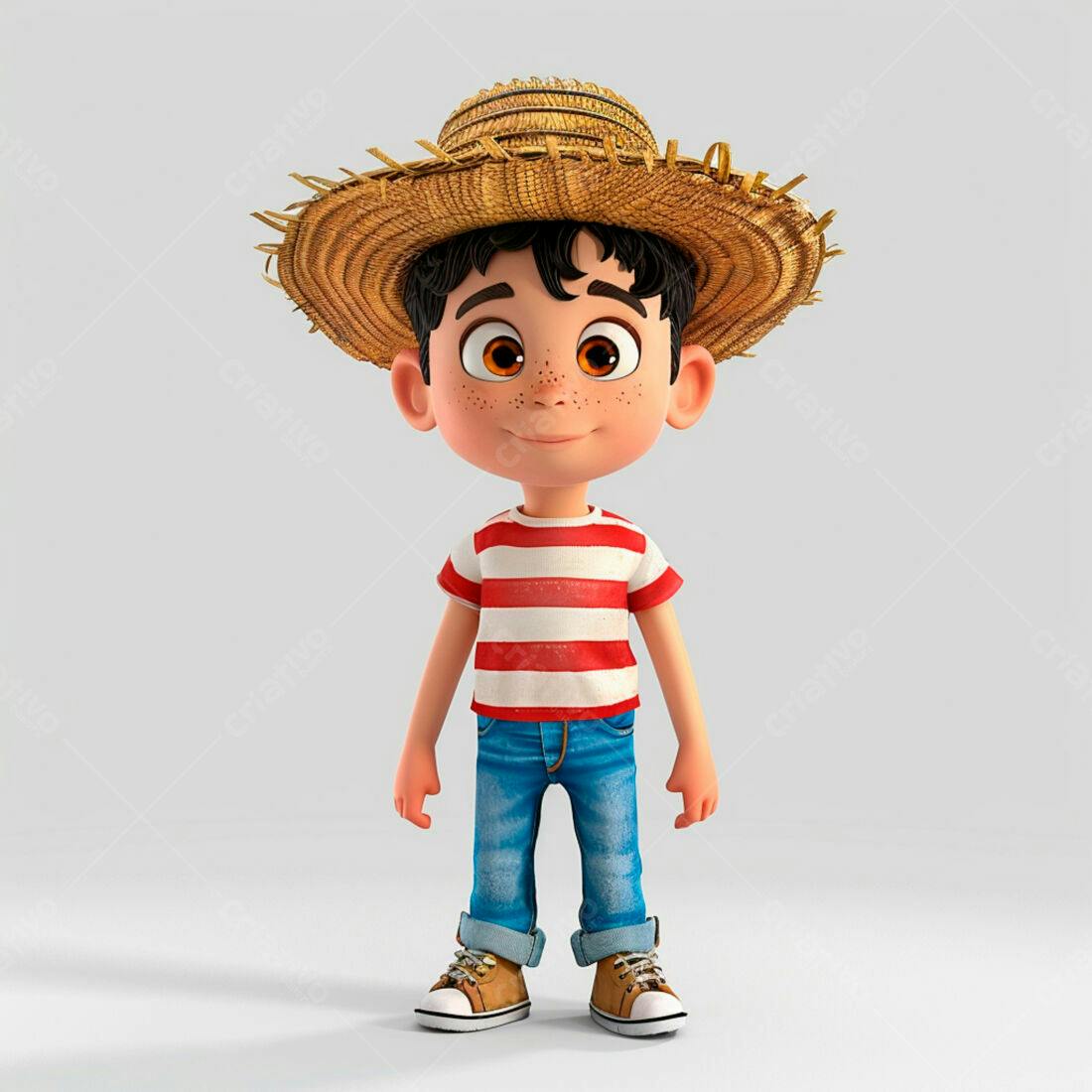 Menino charmoso com chapéu de palha