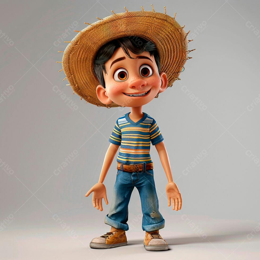 Menino sorridente com chapéu de palha