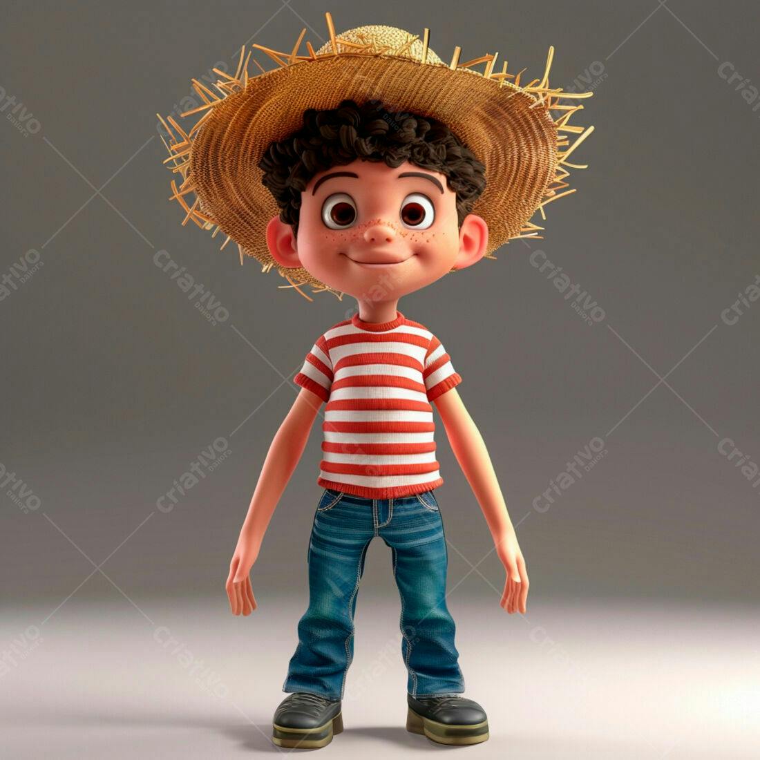 Menino sorridente com chapéu de palha