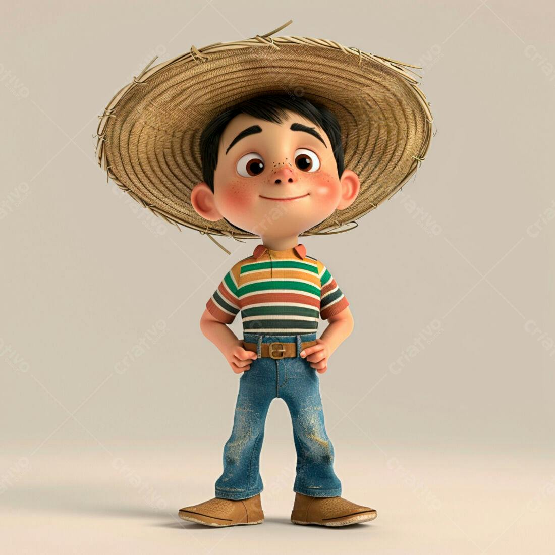 Menino sorridente com chapéu de palha