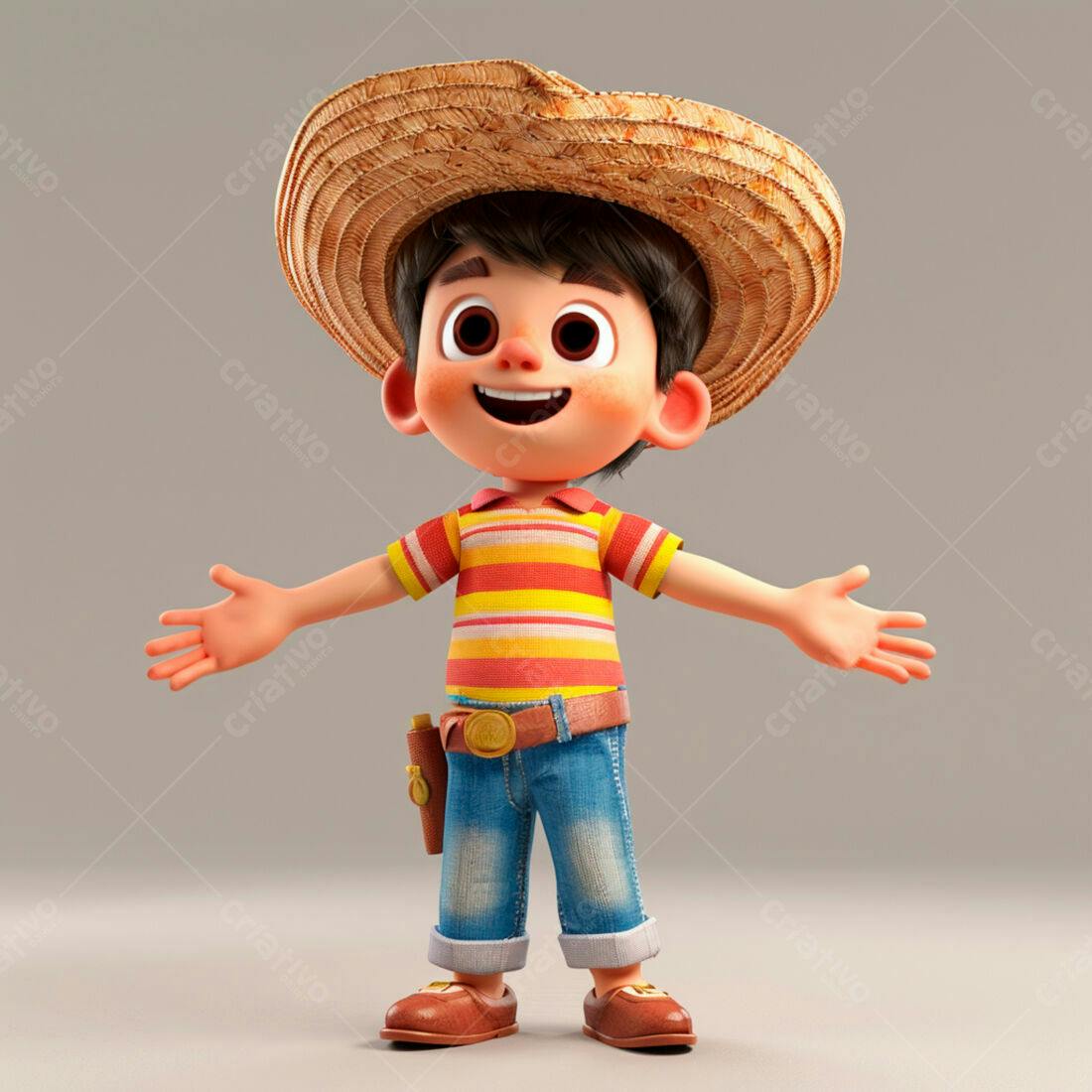 Menino sorridente com chapéu de palha