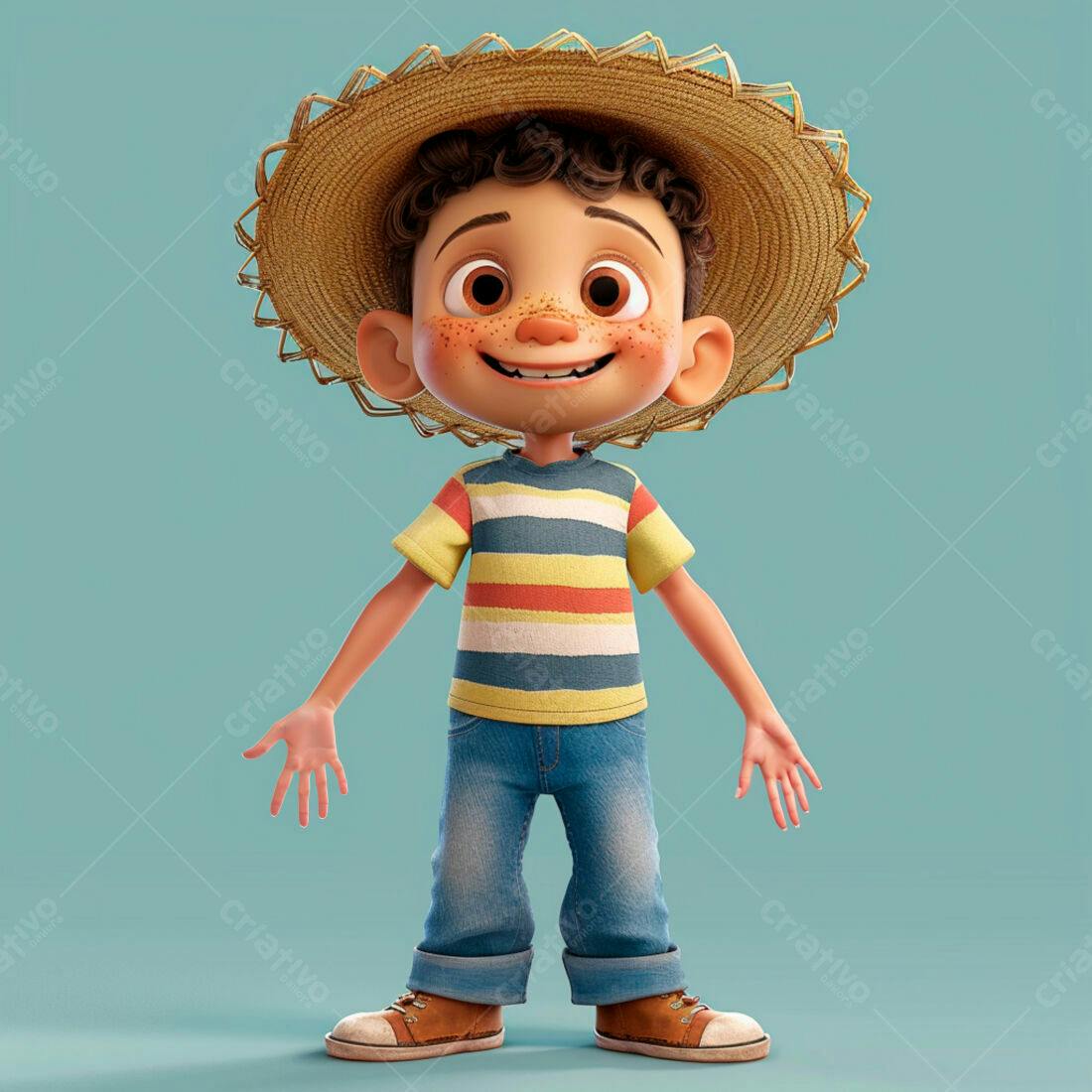 Menino sorridente com chapéu de palha