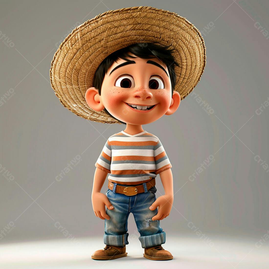 Menino sorridente com chapéu de palha