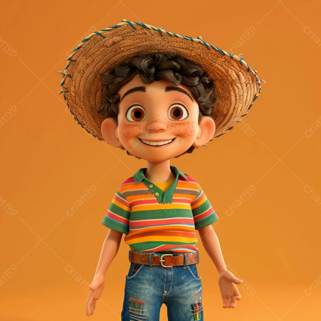 Menino sorridente com chapéu de palha