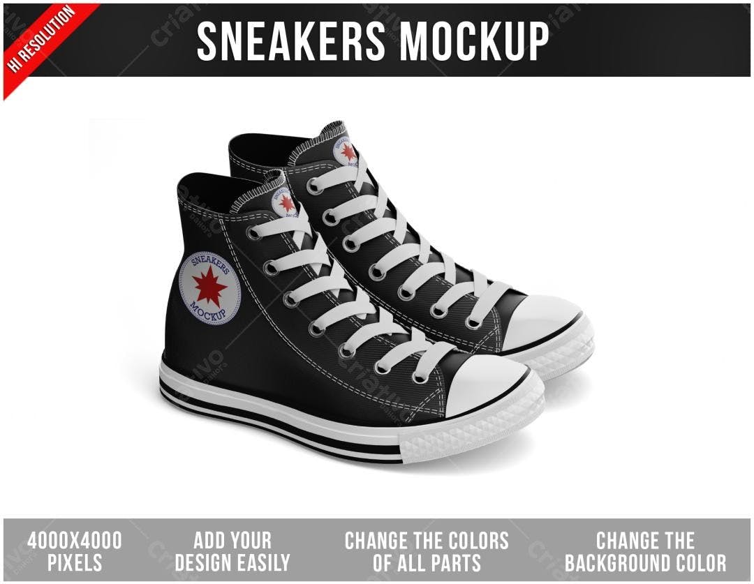 Mockup Tênis Pretos PSD Editável