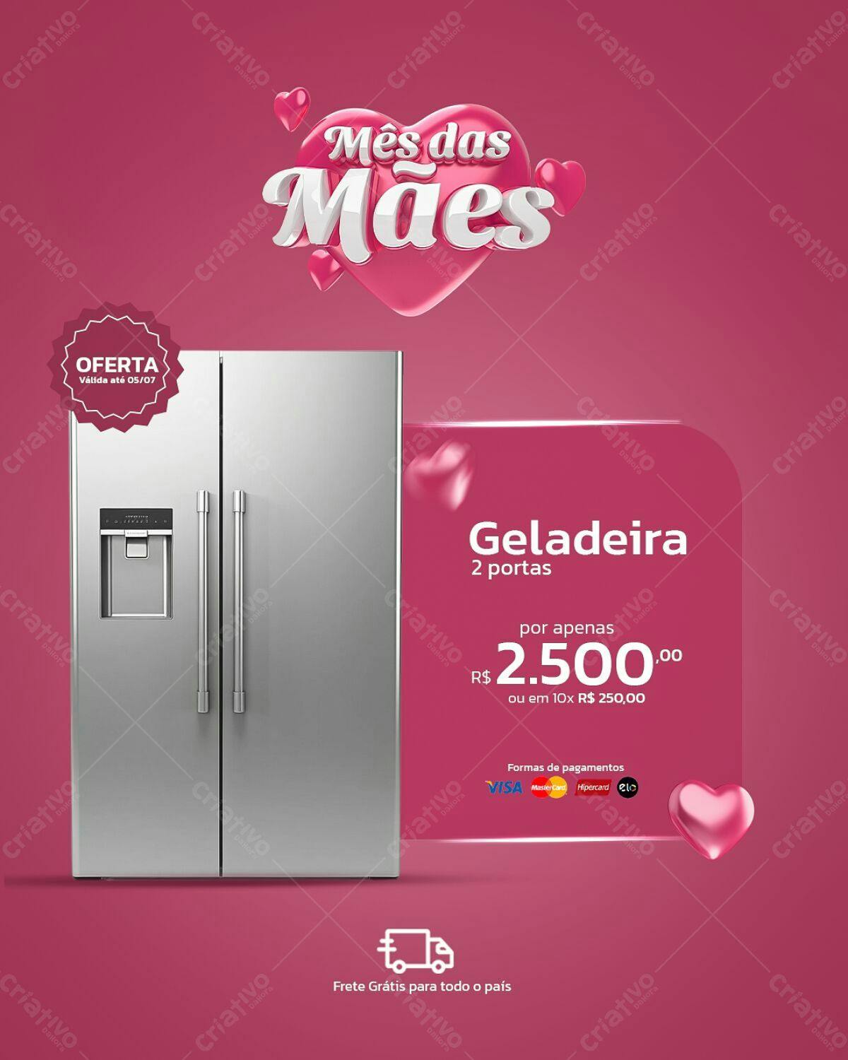 Flyer Dia das Mães Geladeira PSD Editável