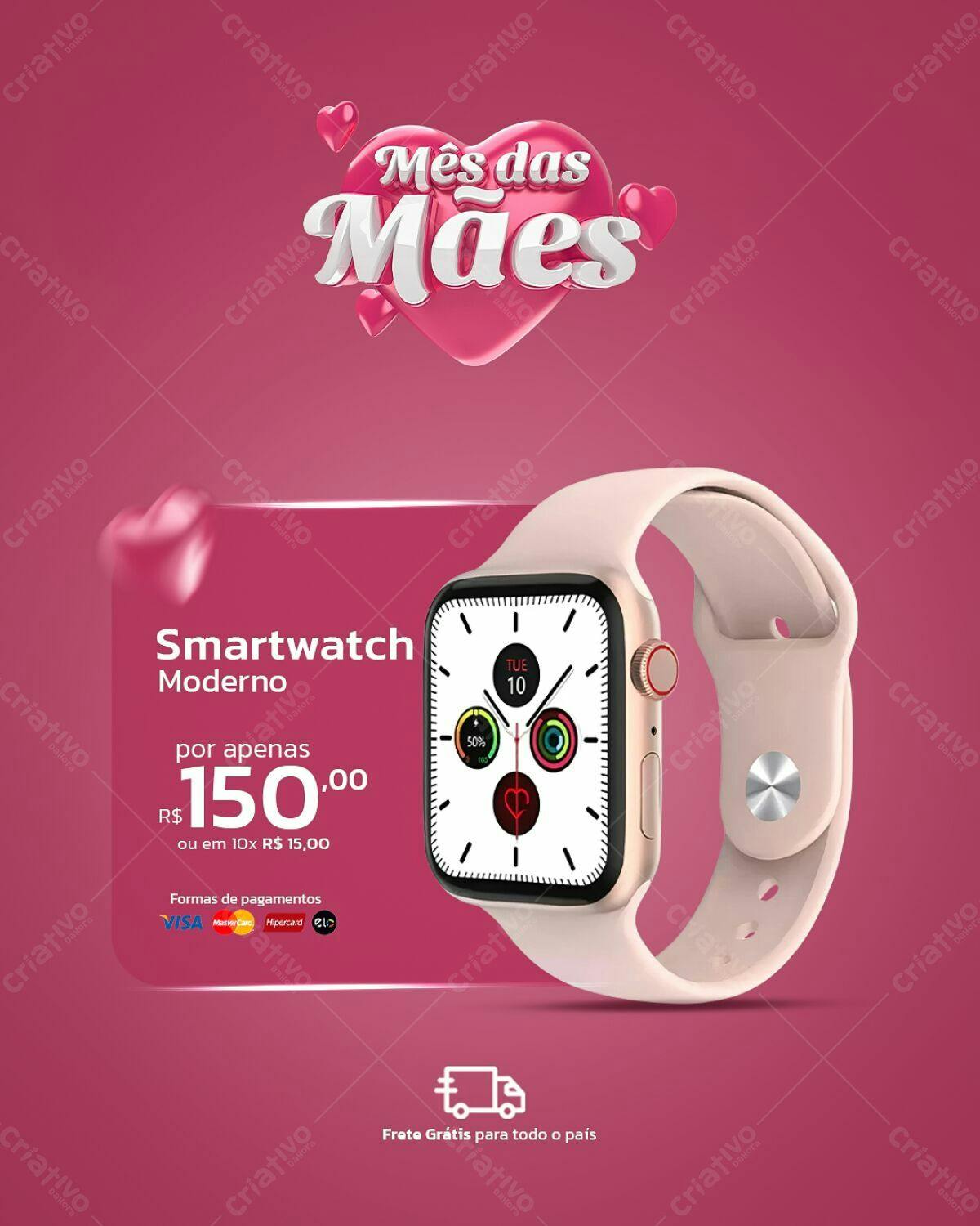 Banner Dia das Mães Smartwatch PSD Editável