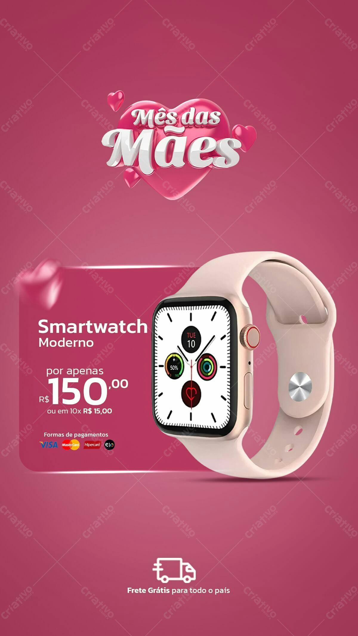 Flyer Dia das Mães Smartwatch PSD Editável