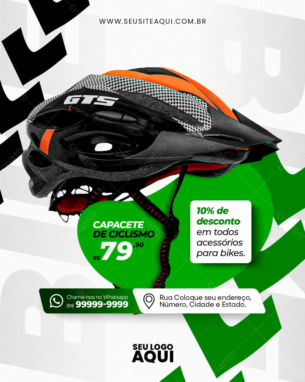 Flyer para Promoção de Capacete de Ciclismo PSD Editável