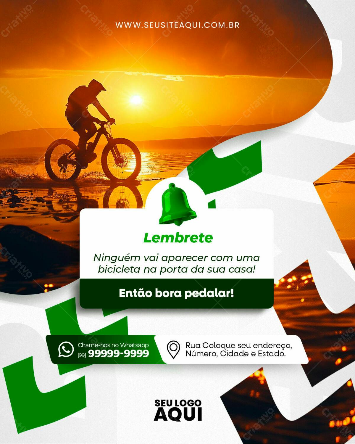 Flyer para Campanha Ciclismo ao Pôr do Sol PSD Editável